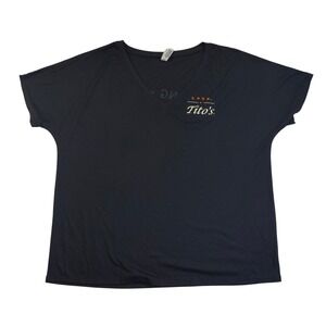Tito's Vodka V-Neck T-Shirt Black Bella Canvas Love Turning Spirits Women's‎ L